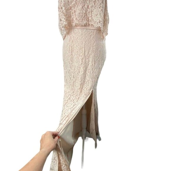 LULUS Women Caterina Maxi Dress Sz M Light Pink Eyelet Elegant Event Party 7-3 - Picture 6 of 16